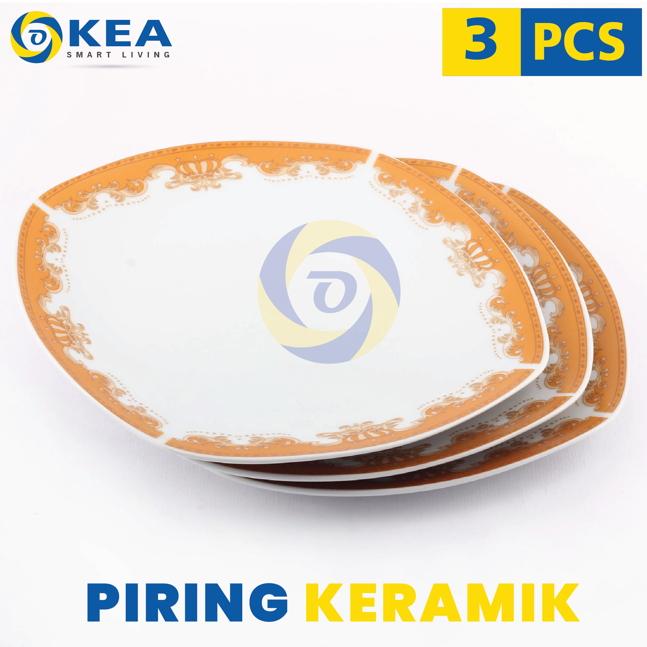 SET 3 PCS - PIRING KERAMIK SEGI MAHKOTA SUNBIRD UKURAN 9"- STONEWARE - Piring Cantik - Piring Kaca Sou…