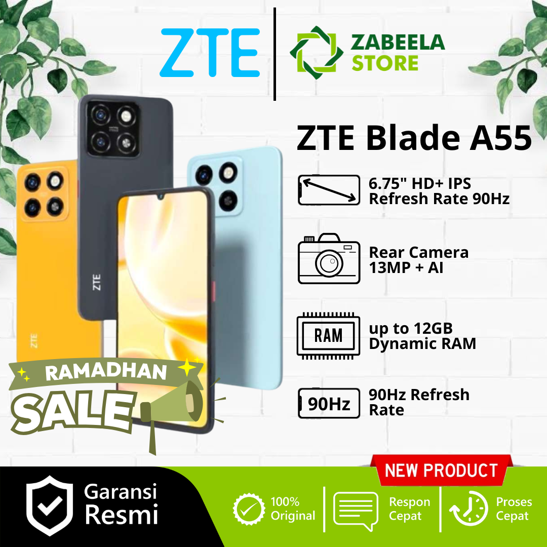 ZTE Blade A55 4GB/128GB 6.75'' HD 5000mAh ORIGINAL Garansi Resmi ZTE Indonesia Harga  1,069,000 Ringgit*Penghantaran Percuma