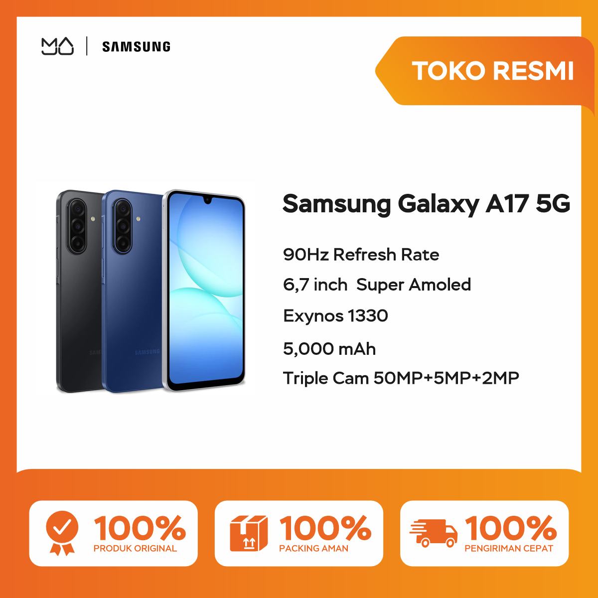 Samsung Galaxy A17 5g 8/256Gb [Exynos 1330, Super Amoled + 90Hz Refresh Rate, 5,000Mah] - Official Warranty Giá 3,699,000 Đồng*Miễn phí vận chuyển