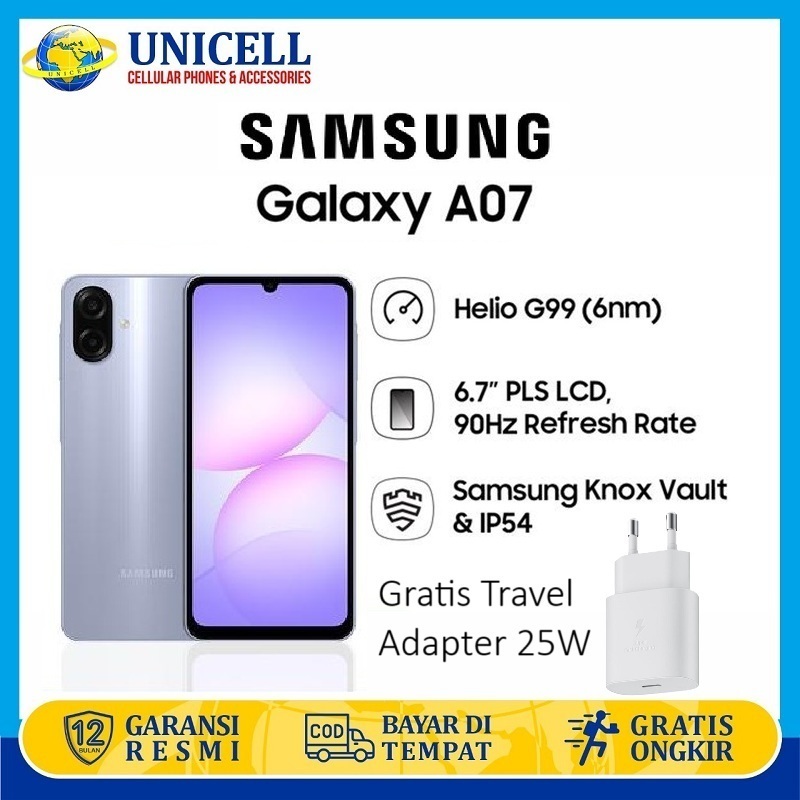 Samsung Galaxy A07 Ram 6/128GB camera 50MP battery 5000mAh fast charging Harga 1,949,000 rupiah*Gratis Ongkir