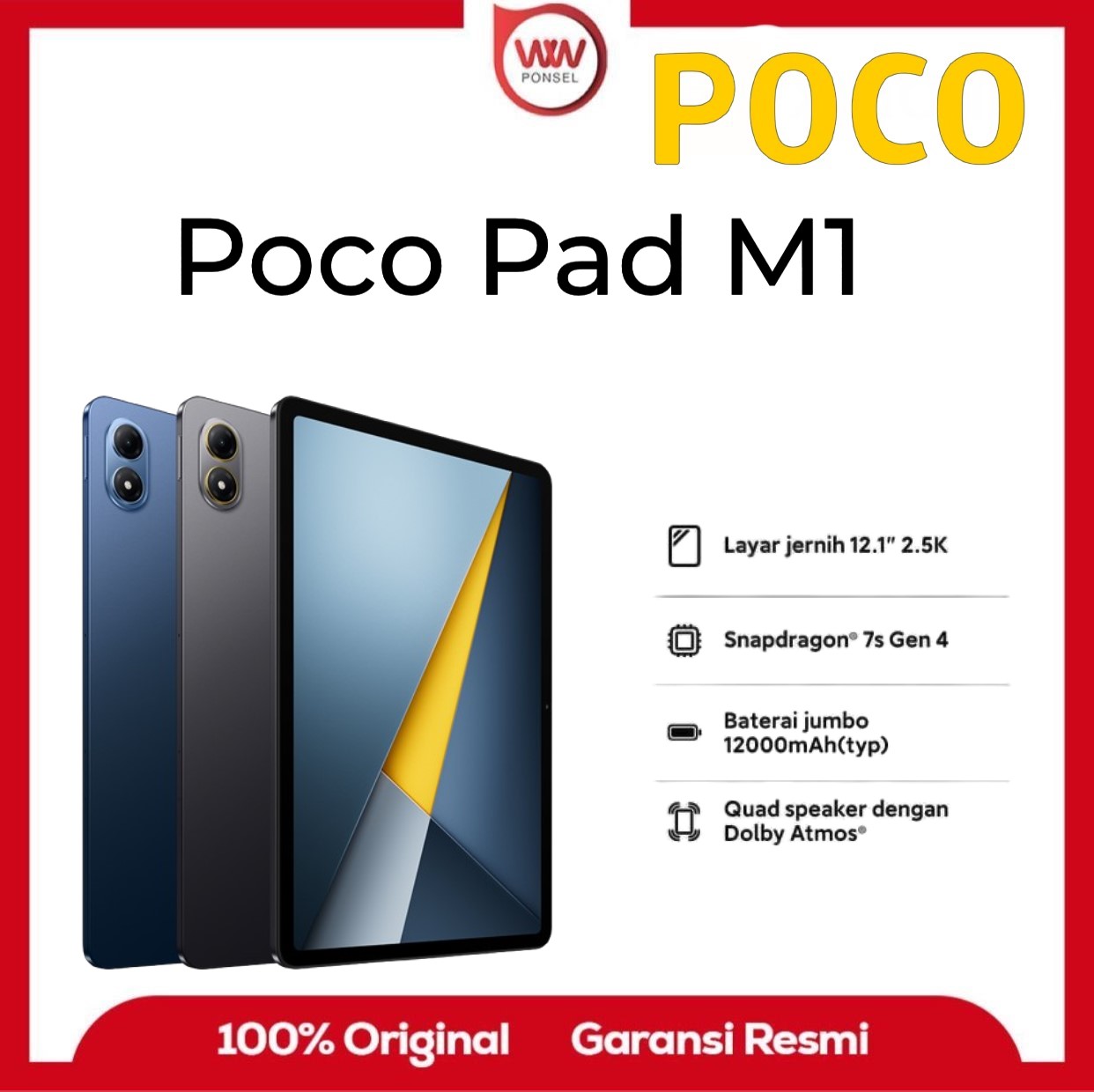 Poco pad M1 tablet RAM 8GB internal 256GB official warranty Harga 4,099,000 rupiah*Gratis Ongkir