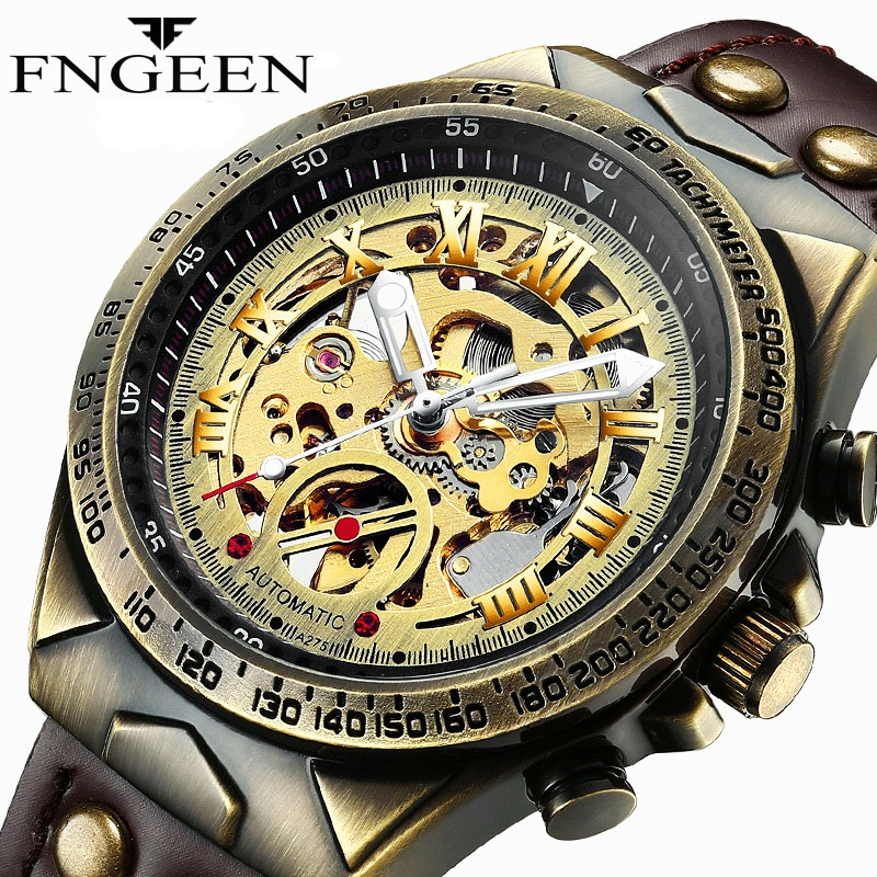 FNGEEN A275 Otomatis Jam Tangan Pria Anti Air Original 100% Elegan Mewah Tali Kulit Mekanis Watch - Merek fngeen Harga 224,999 rupiah*Gratis Ongkir