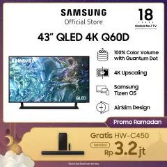 Samsung 43" QLED 4K Q60D Smart TV | 100% Color Volume Quantum Dot | AirSlim Design | QA43Q60DAKXXD