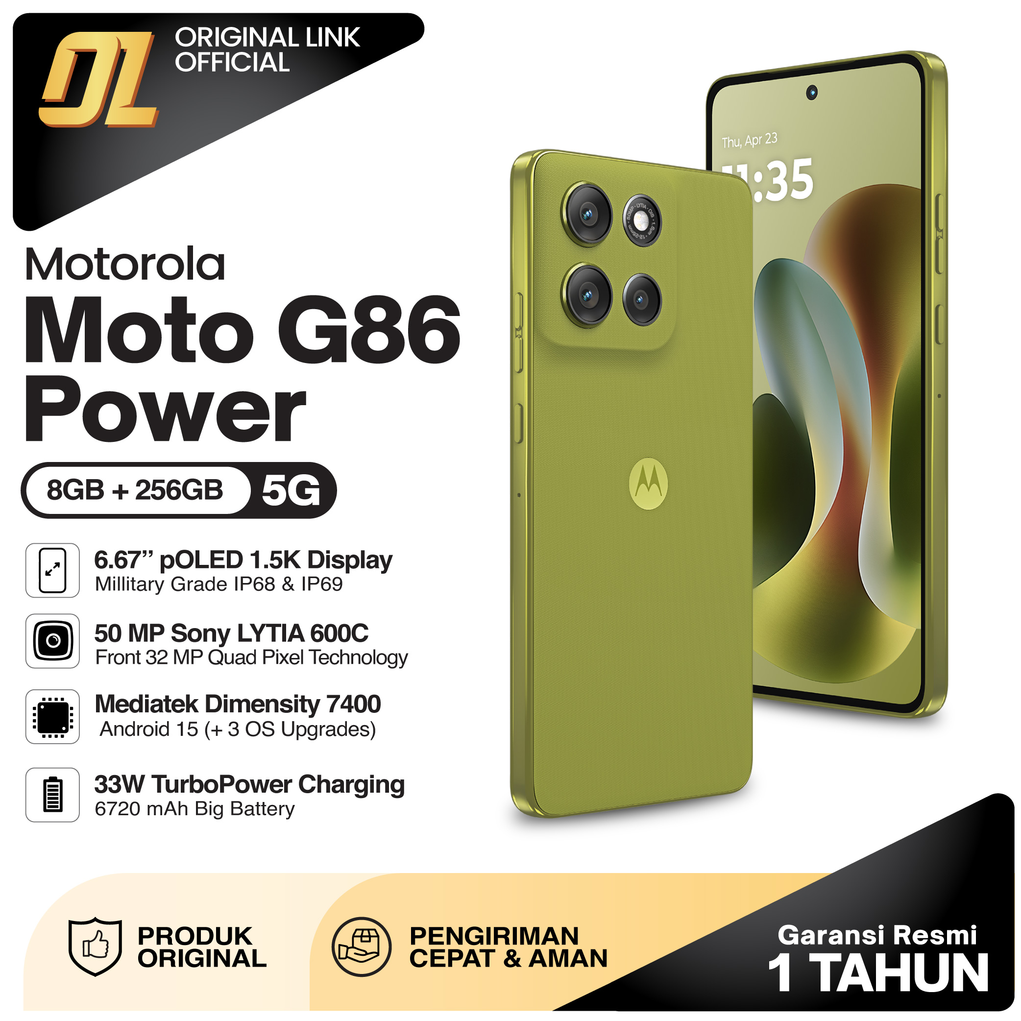 Motorola G86 Power 5g 8/256 Gb Ram 8Gb Rom 256Gb Original Smartphone. Harga 3,859,000 rupiah*Gratis Ongkir