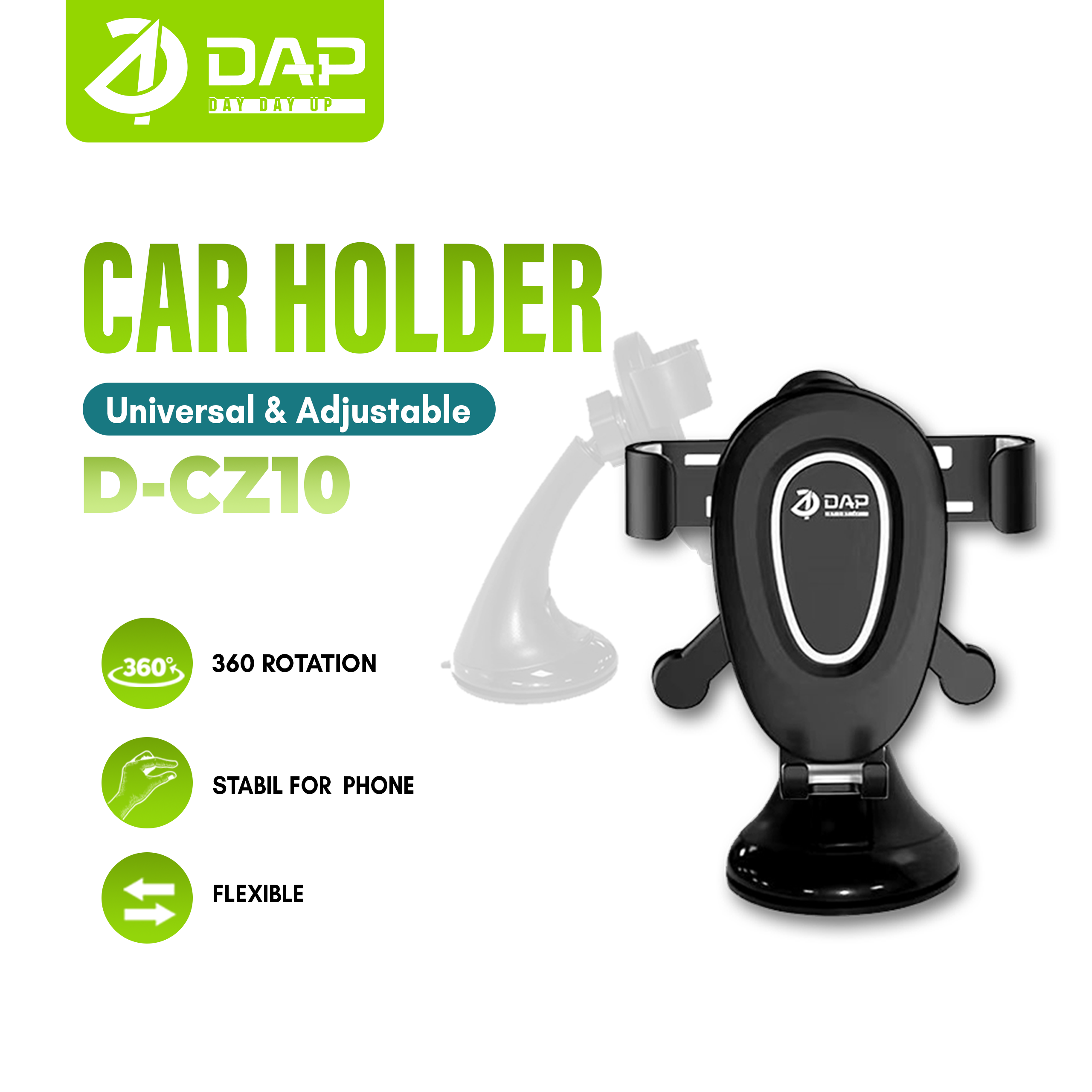 DAP Universal Car Holder D-CZ10 360 Rotable For Smartphone Car Stand Holder - Garansi Resmi 1 Tahun Harga 41,250 rupiah*Gratis Ongkir