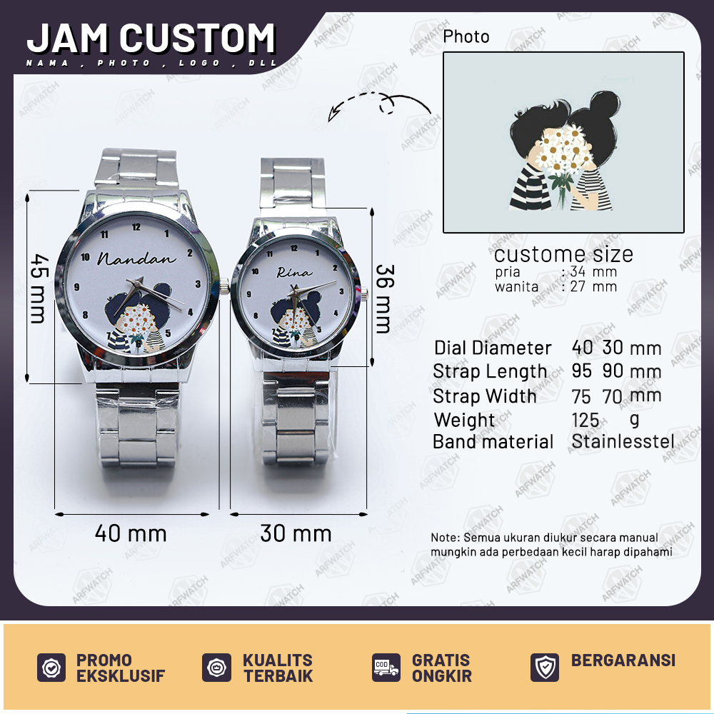 JC-001B Jam Tangan Couple \ Pasangan \ Jamcustom \ Bisa custom sesuai keinginan \ Hadiah \ Ultah \ Perβ¦