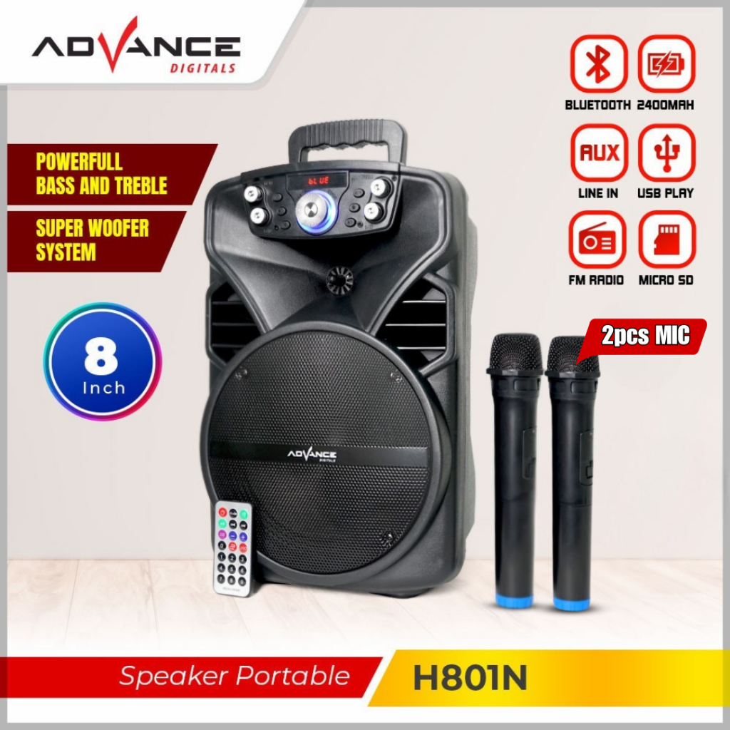 【Ready stock 】 [Send U disk] advance speaker Bluetooth portable active speaker H-801N 8 inch mic wirless sepiker Bluetooth Murah active salon. Jaminan.cod Harga 379,000 rupiah*Gratis Ongkir
