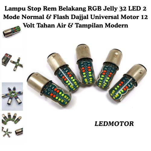 Dajjal 32 Led Rgb Jelly Motorcycle Taillight 2 Modes (Normal & Flash) – Waterproof, 12 Volt, Modern Design Harga 9,450 rupiah*Gratis Ongkir
