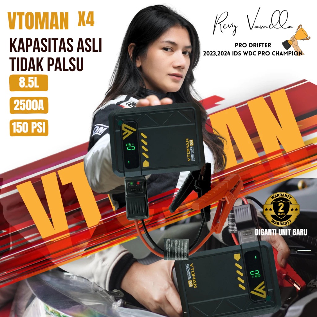 Vtoman X4 Jumper Aki Mobil 10000mAh Portable Car Jump Starter Powerbank Jumper Aki mobil dan Motor Pompa Ban Elektrik Mini Harga 1,445,000 rupiah*Gratis Ongkir