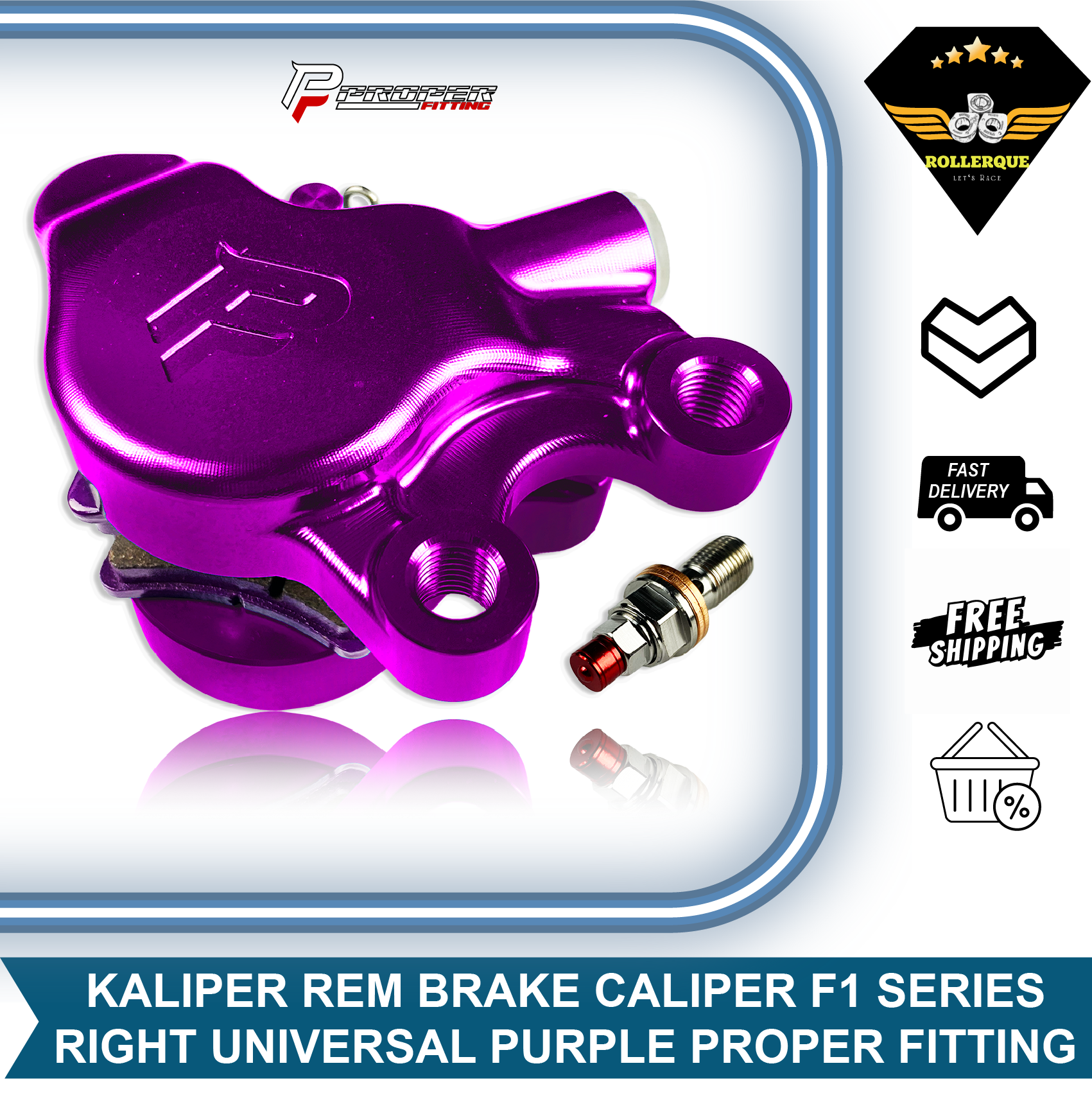 Motorcycle Brake Caliper Right Disc 2 Piston 2P Axial F1 Series Purple Purple Proper Fitting Harga 766,500 rupiah*Gratis Ongkir