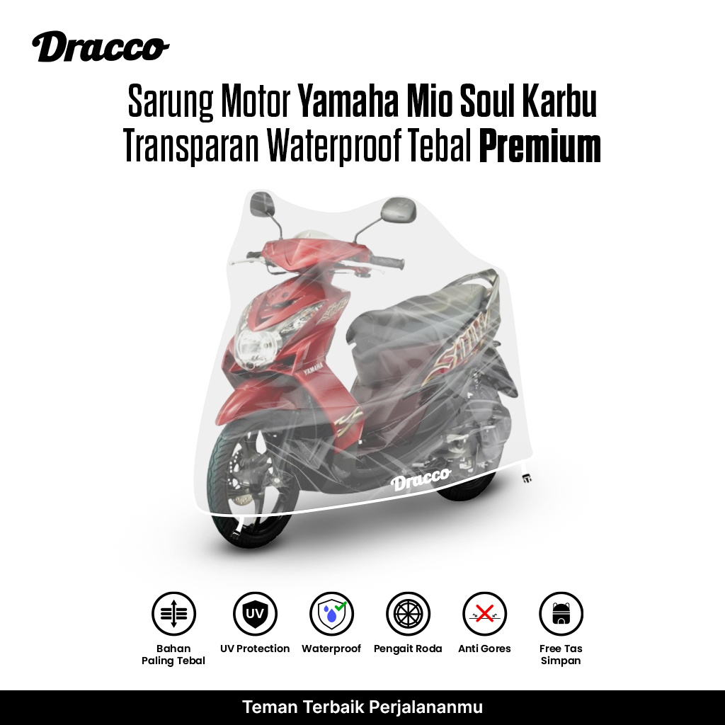 Yamaha Mio Soul Motorcycle Cover Transparent Thick Waterproof Premium Anti-Rain Anti-Scratch Cover Harga 83,700 rupiah*Gratis Ongkir