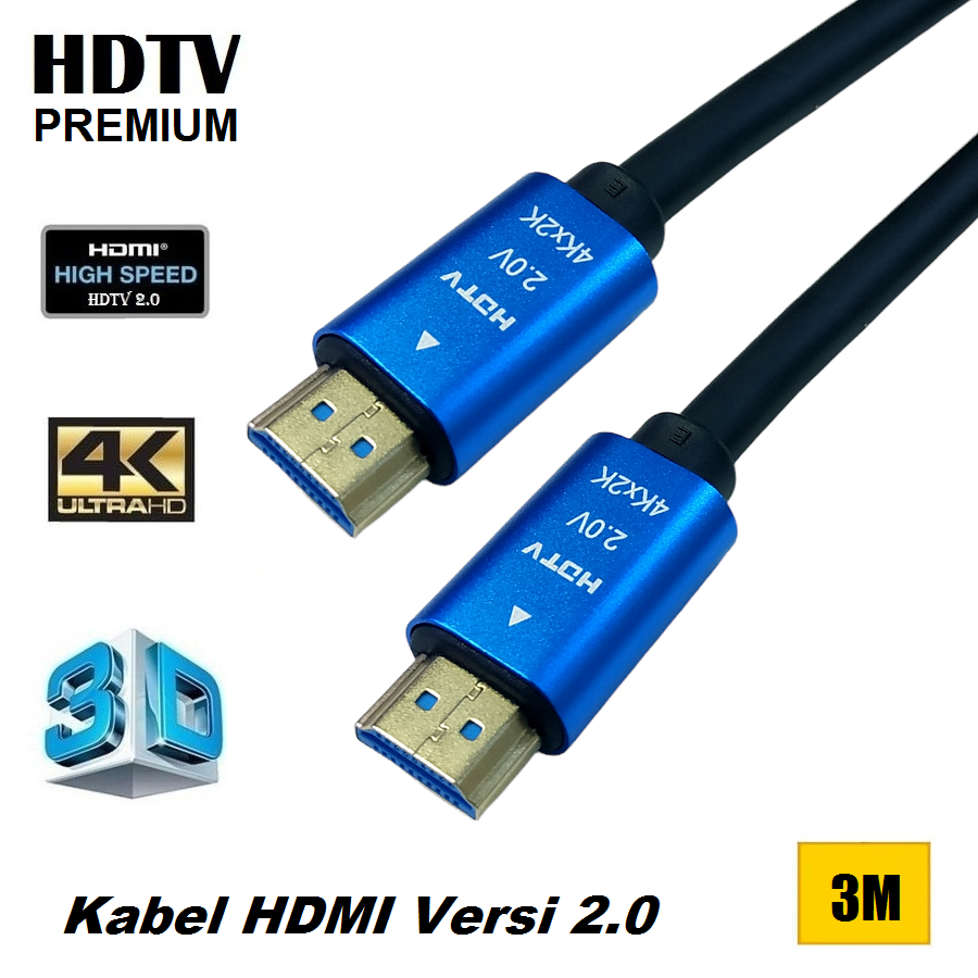 Kabel HDMI Versi 4K HDTV Premium 3M Lazada Indonesia