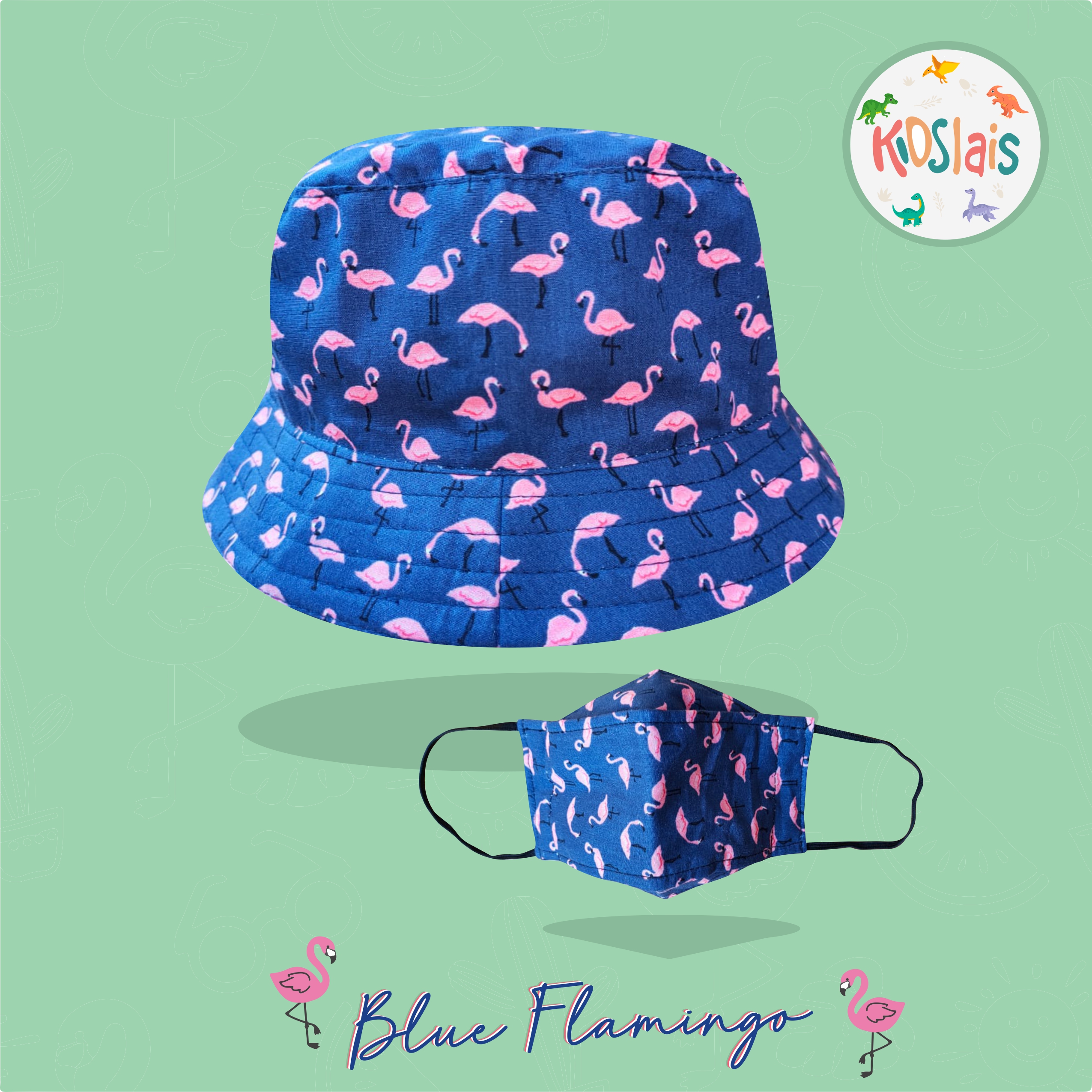 Topi Anak Bucket Hat Masker Blue 