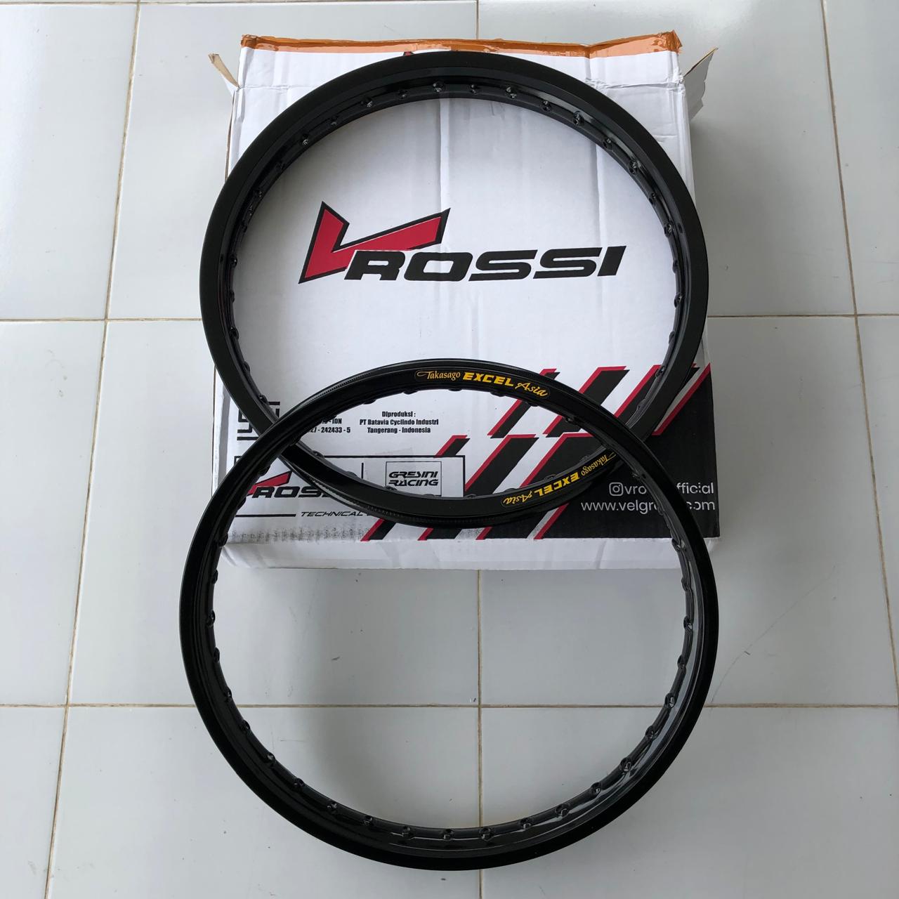A Pair | | Velg V Rossi Ring 17 Free Custom Sticker Takasago Excel Asia Size 140/160 Black Glossy Harga 681,500 rupiah*Gratis Ongkir