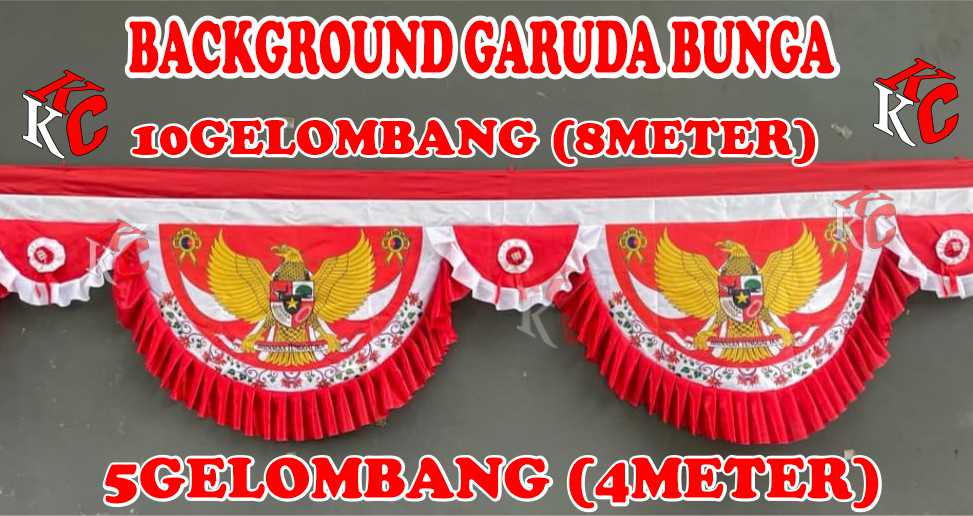 Harga lampu hias	 Bendera Background Garuda Bunga Merah Putih Bekron Garuda Bendera Background Gelombang 5Gelombang 	