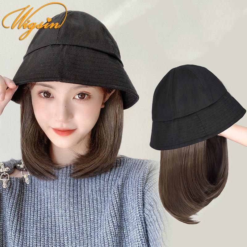 Mũ lưỡi trai nữ thẳng ngắn 25cm tóc giả tổng hợp
