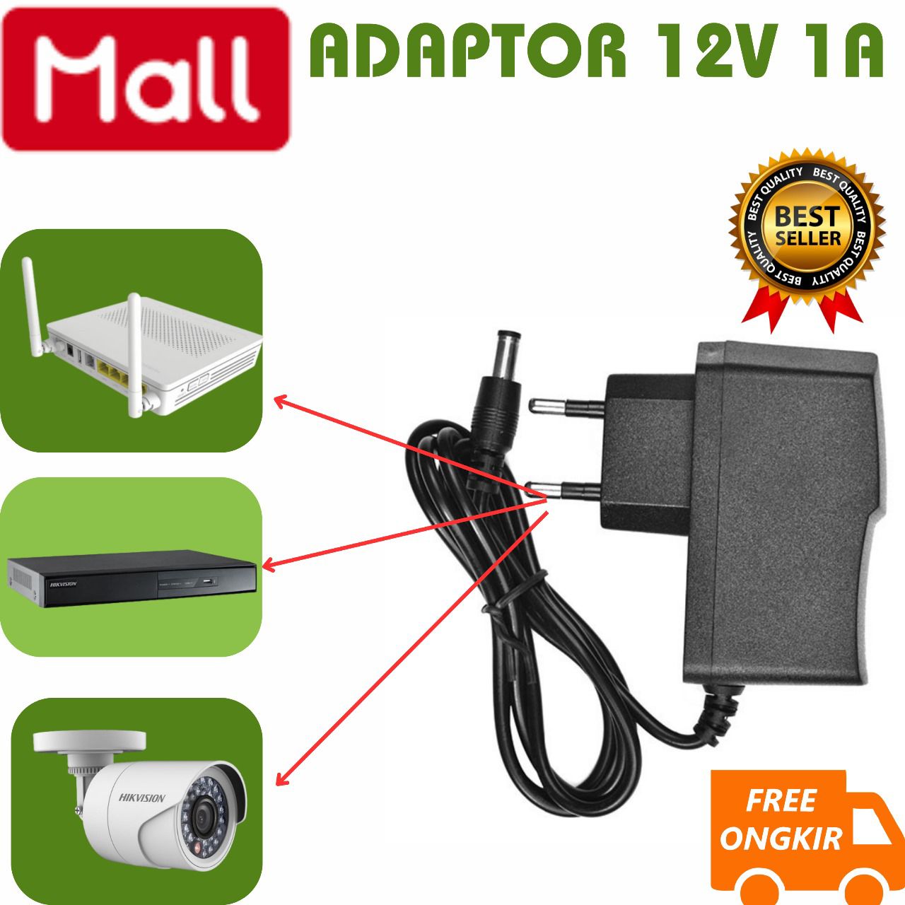 ADAPTOR STB CCTV MODEM ROUTER 12V 1A B  POWER SUPPLY ADAPTER 12V 1 ampere CCTV - Merek JMK Harga 11,000 rupiah*Gratis Ongkir