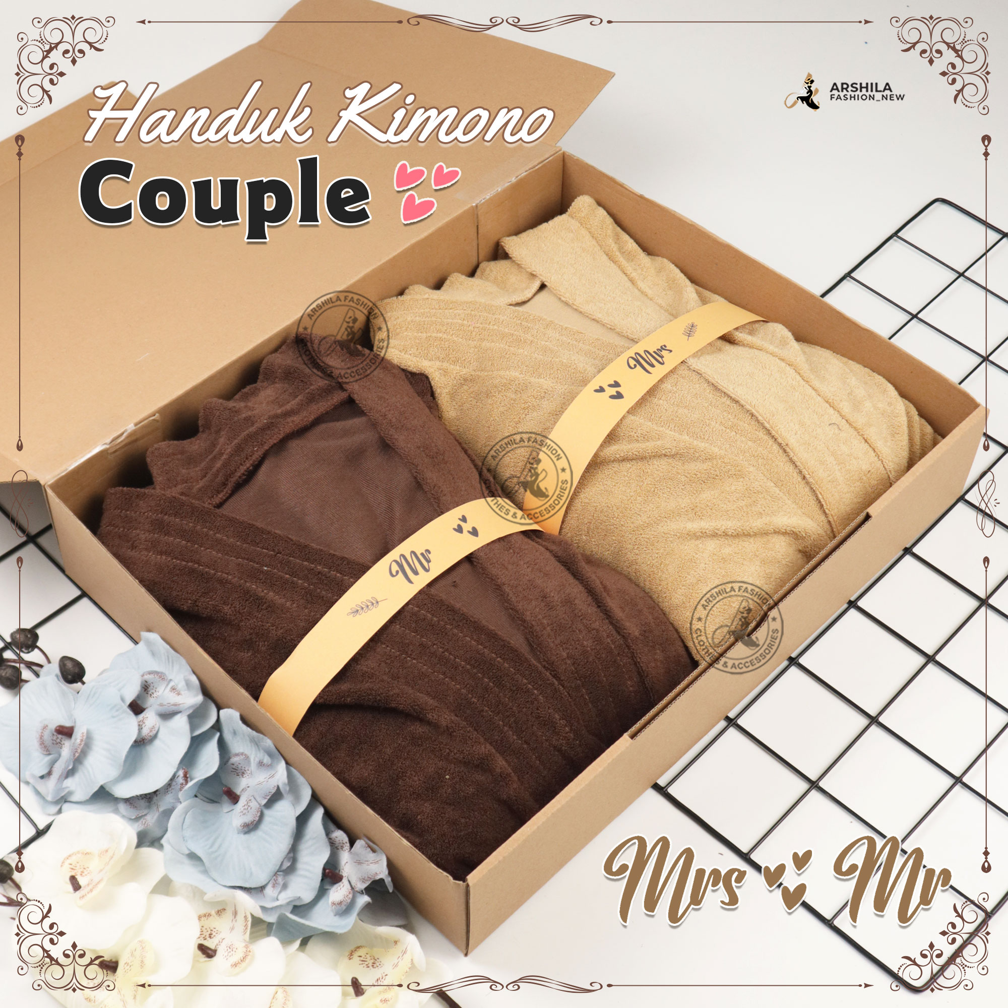Kimono towel couple hampers pernikahan suit towel couple sets box