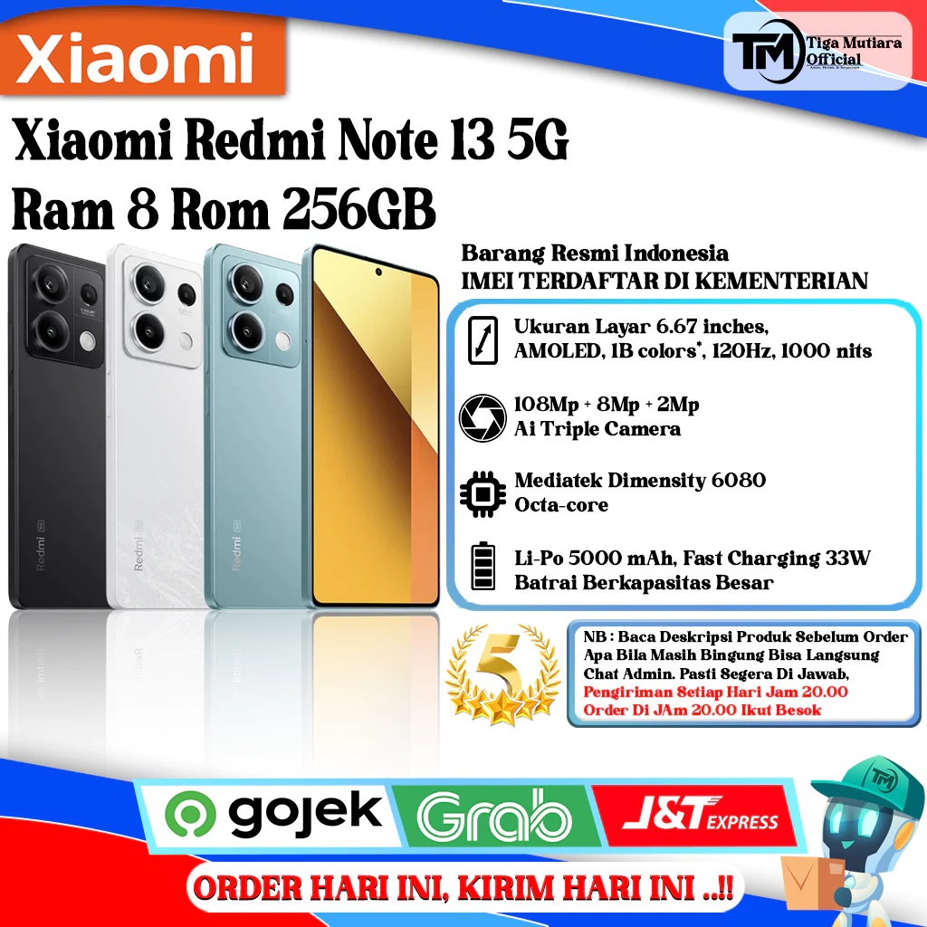 Xiaomi Redmi Note 13 5G Ram 8 Rom 256GB Giá 2,350,000 Đồng*Miễn phí vận chuyển