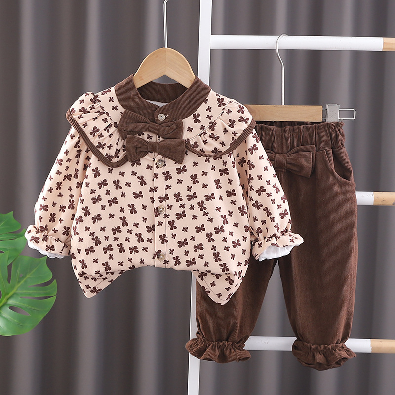 X BABY Setelan Baju Anak Perempuan Bahan Katun Corduroy Motif Bunga Korea Style Usia 1-4 Tahun Harga  125,000 rupiah*Gratis Ongkir