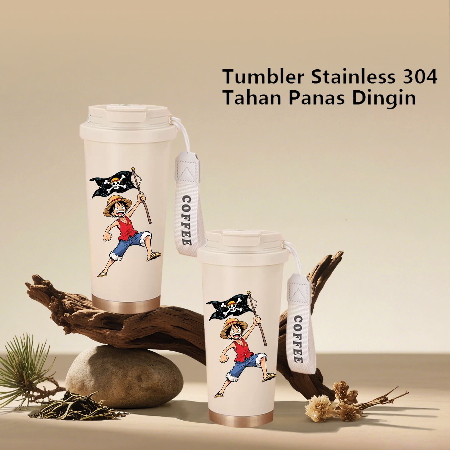 Coffee tumbler stainless 316 500ml leak proof coffee thermos bottle cartoon one piece Luffy coffee bottle