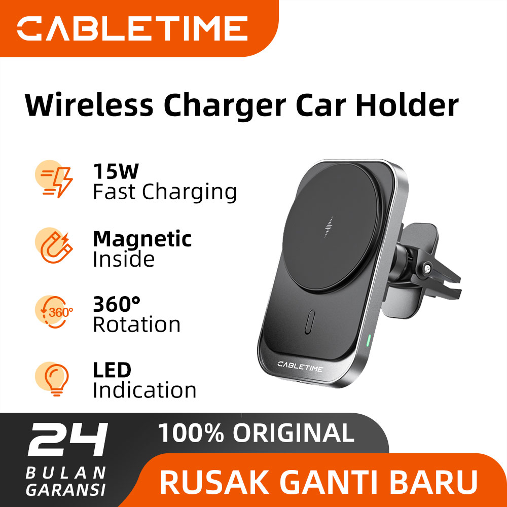 CABLETIME Car Holder Phone Wireless Charger For Car Mount Mobile Phone Harga 240,600 rupiah*Gratis Ongkir