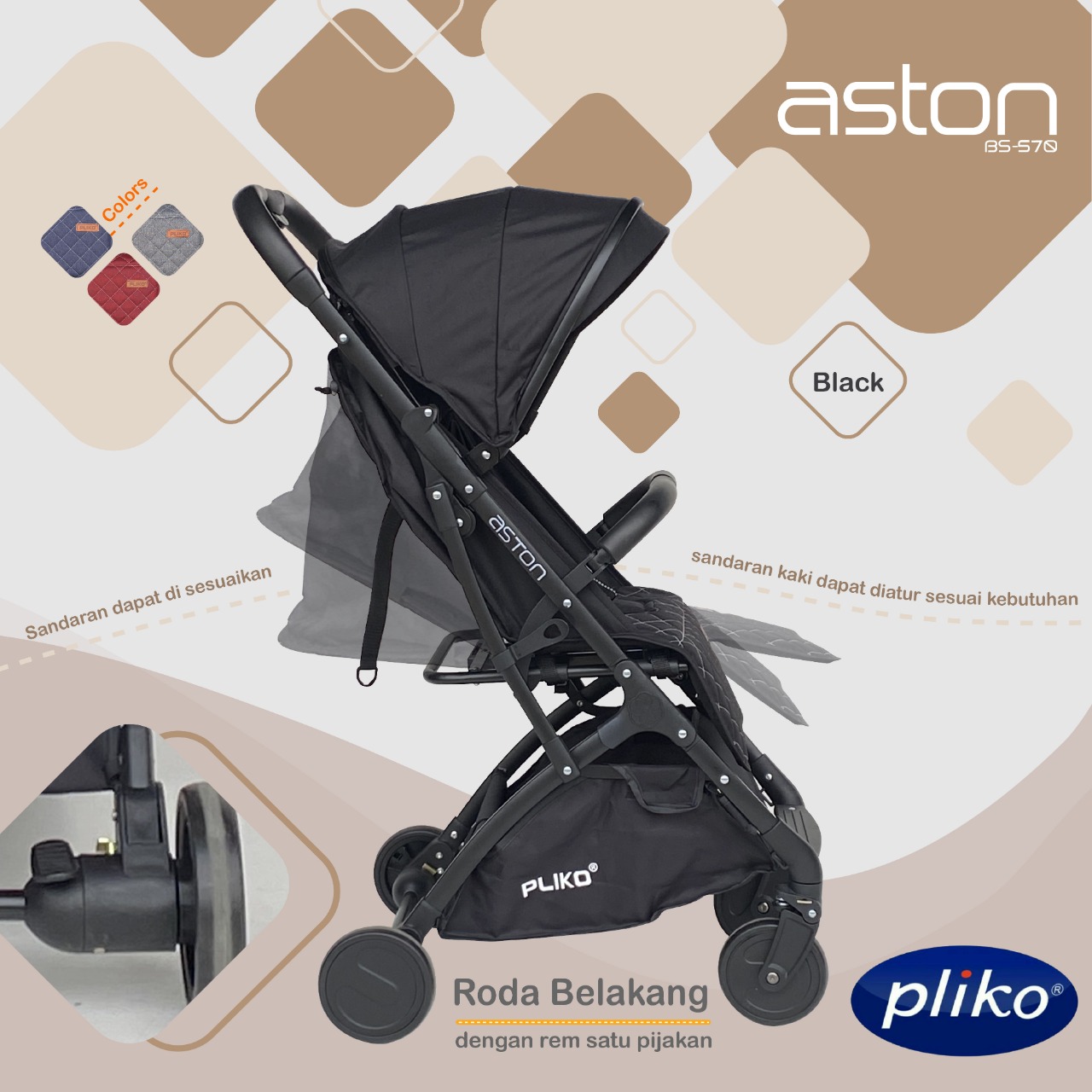 Stroller Pliko Aston 570 Kereta Dorong Bayi Baby Day Store