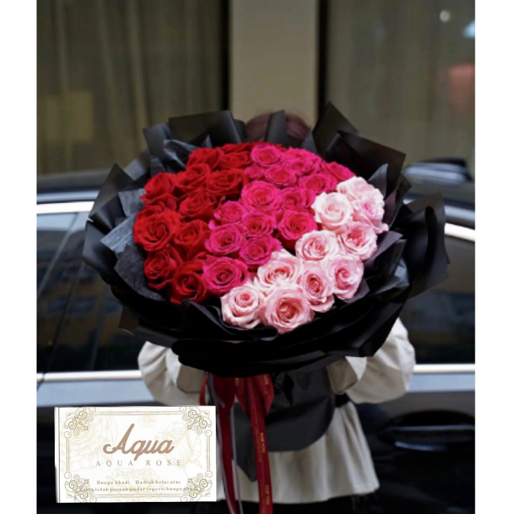 Happy color mawar bouquet | sentimental holiday & pernikahan hadiah | free greeting card + arrived today