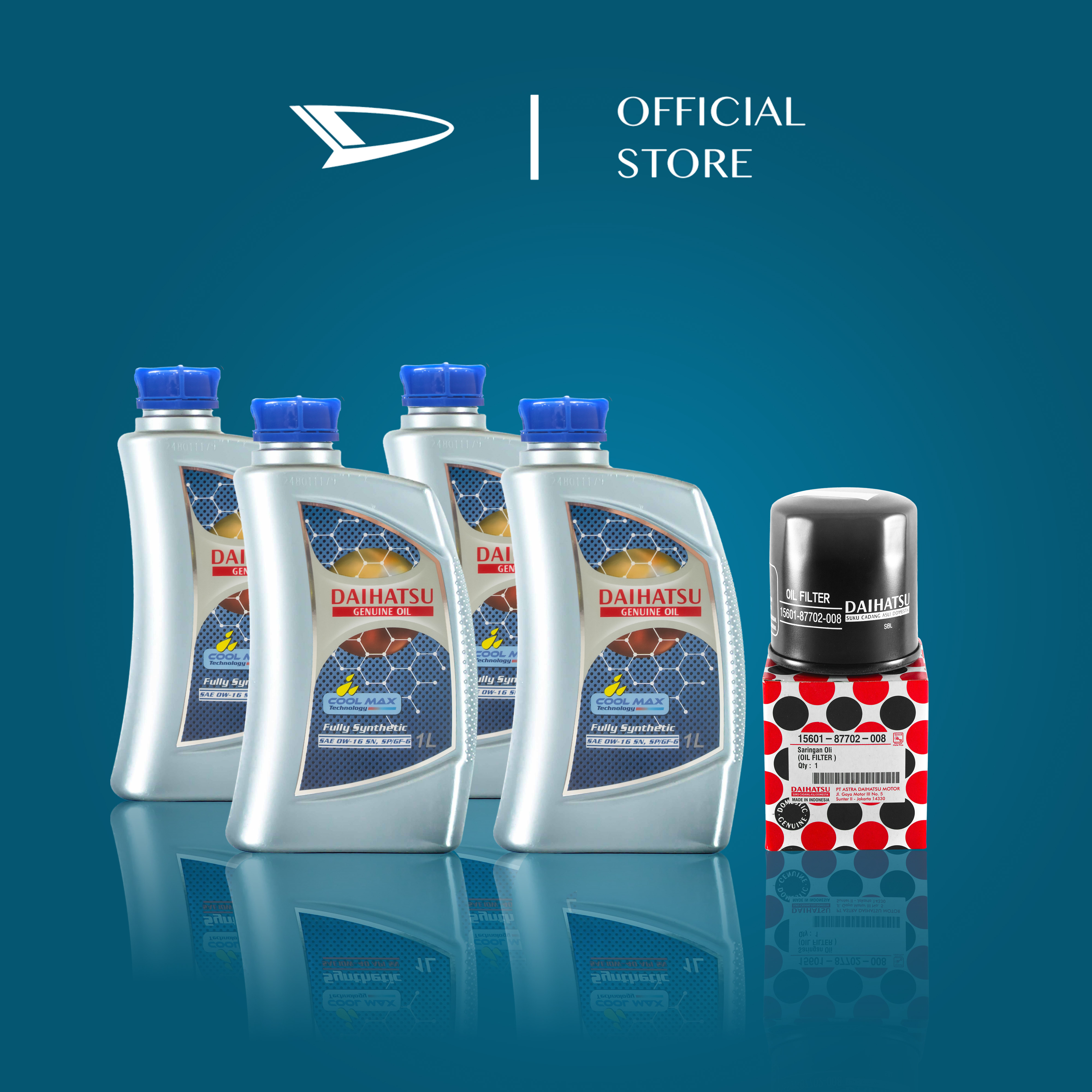 Daihatsu Genuine Oil 0W-16 SN SP/GF-6 Fully Synthetic Oil 4L + Oil Filter Harga 858,000 Ringgit*Penghantaran Percuma