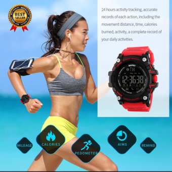 [100% Genuine] SKMEI Men Smart Watch Pedometer Calories Chronograph Fashion Sport Watches Chronograph 50M Waterproof Digital Wristwatches 1227 - Intl - intl  