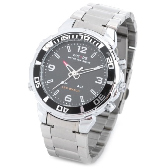 [100% Genuine] WEIDE WH-843 Sports Analog + Digital Display Quartz Wrist Watch for Men - Black + Silver (1 x SR626)  