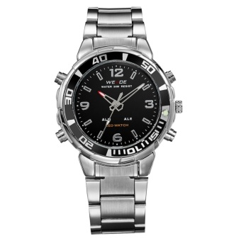 [100% Genuine]WEIDE Army Sports Watches Men's Full Steel Luxury Brand Quartz Military Sport Watch Analog Digital Display Wristwatches  