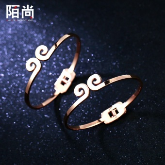 Gambar 18 k Korea Fashion Style naik berlapis emas untuk pria dan wanita gelang gelang beberapa gelang