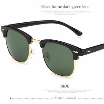 Gambar 2017 New Fashion Polarized Sunglasses women club Frame Brand Designer Retro Sun Glasses Men Eyewear Ray 3016 (BLACK frame dark green lens)   intl