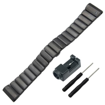 26mm Stainless Steel Watchband for Garmin Fenix 5X Watch Band Butterfly Buckle Strap Wrist Bracelet Black - intl  