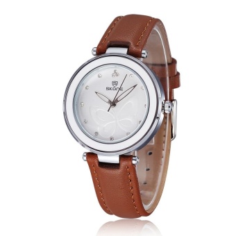 aiweiyi SKONE Rhinestone Hours Marker Fashion Watches Women Brand Analog Quartz-watch Ladies Leather Watch Shock Resistant relojes mujer (Brown)  