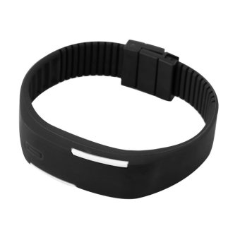 Allwin Men Women New Fashion LED Luminous Touch Silicone Bracelet Digital Wrist Watch (Black)  