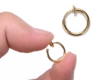 Gambar Anne   BP0005 anting jepit fake piercing tanpa tindikan   Gold 13mm