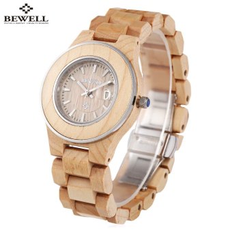 BEWELL ZS - W100AL Women Quartz Watch Nail Scale Luminous Pointer Calendar Wooden Wristwatch  