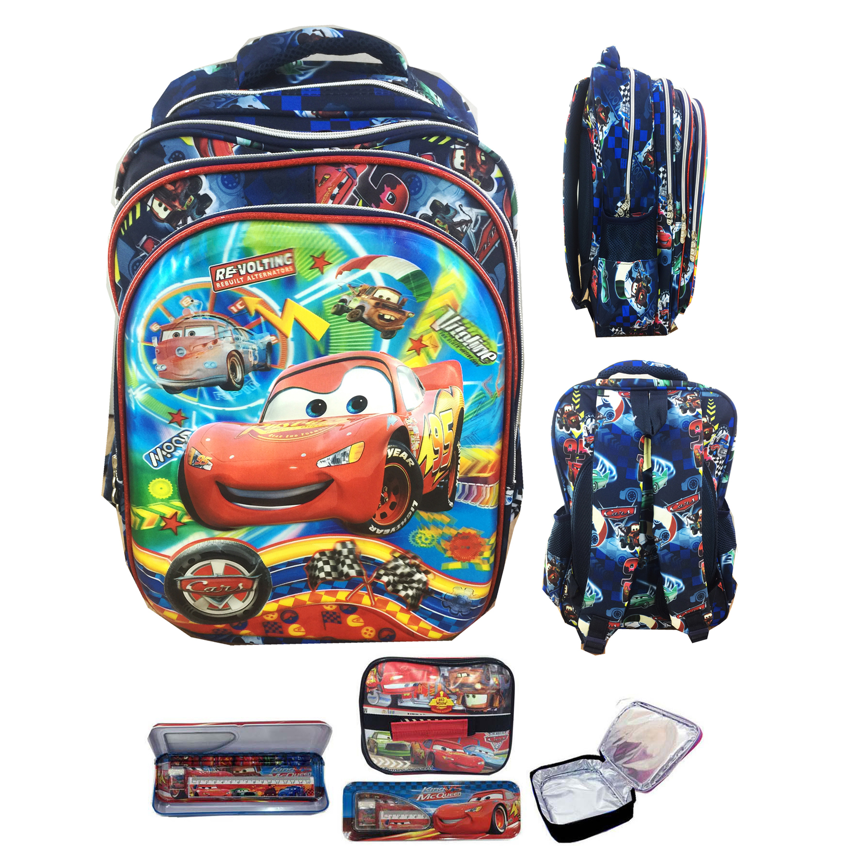 BGC 5 Dimensi Bantalan Punggung Disney Cars 4 Kantung Timbul IMPORT Tas Ransel Anak Sekolah SD