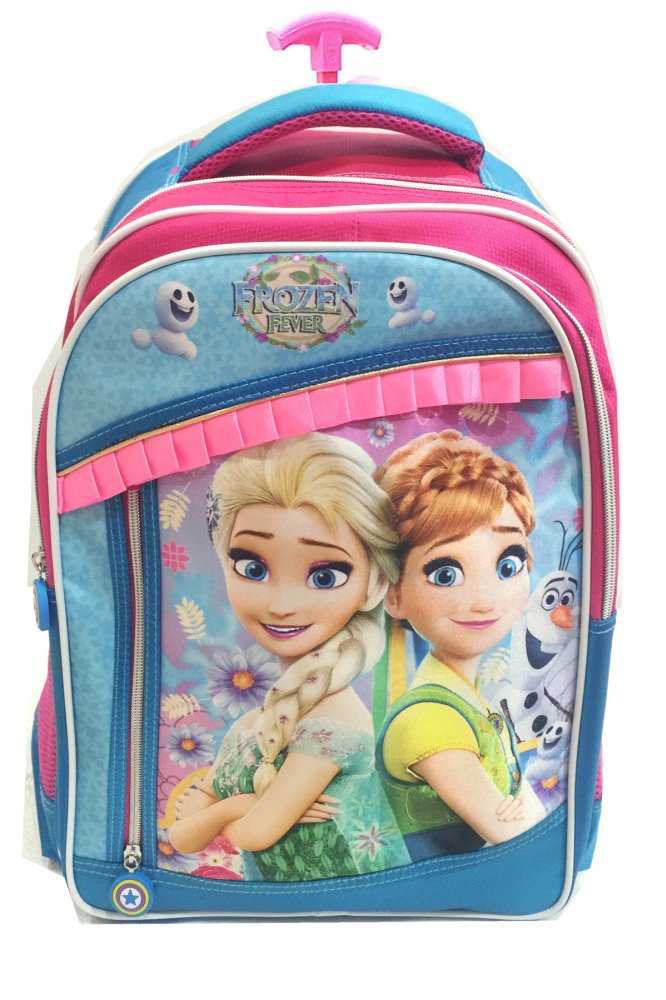 Menambah semangat anak belajar BGC Disney Frozen Fever Elsa Anna 3 Kantung Renda Full Sateen IMPORT Tas Troley Sekolah Anak