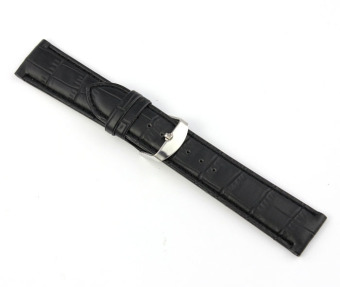 Bigskyie 22mm Soft Genuine Leather Strap Steel Buckle Wrist Watch Band Black  