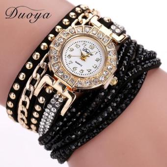 Bigskyie kristal mewah wanita emas gelang jam kuarsa jam tangan berlian imitasi Hitam gratis pengiriman  