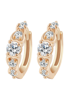 Gambar Bluelans(R) 9K Gold Plated Heart Rhinestones Clip Earrings (Gold)