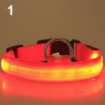 Gambar Bluelans(R) Adjustable Nylon Night Safety LED Flashing Glow Neck Strap Puppy Pet Dog Collar S (Orange)   intl