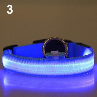 Gambar Bluelans(R) Adjustable Nylon Night Safety LED Flashing Glow Neck Strap Puppy Pet Dog Collar XL (Blue)   intl