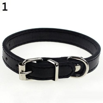 Gambar Bluelans(R) Fashion Adjustable Faux Leather Solid Color Dog Cat Puppy Neck Strap Pet Collar M (Black)   intl