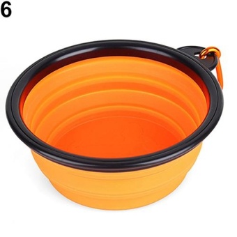 Gambar Bluelans(R) Foldable Dog Cat Pet Travel Food Feeding Bowl Water Dish Portable Silicone Bowl (Orange)   intl