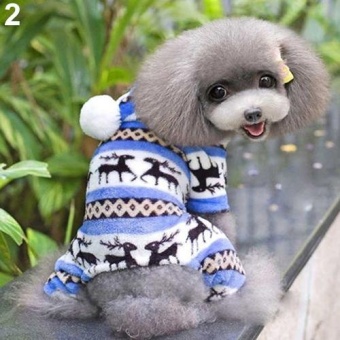 Gambar Bluelans(R) Pet Dog Puppy Cute Elk Warm Winter Soft Sweater Hoodie Jumpsuit Coat Clothes Outwear XL (Blue)   intl