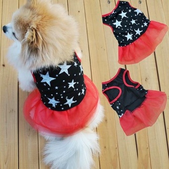 Gambar Bluelans(R) Pet Dog Star Pattern Gauze Tutu Dress Skirt Puppy Cat Princess Clothes Apparel M   intl